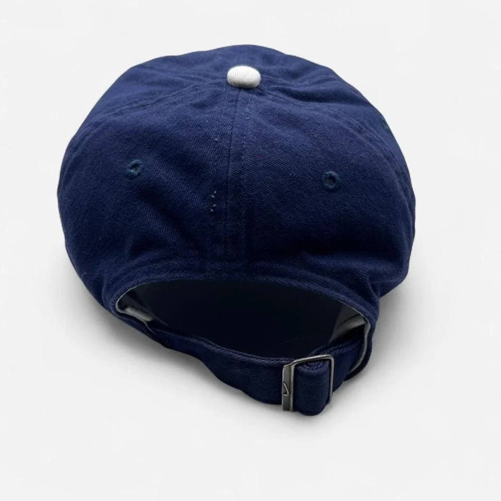 Vintage 00s Nike Football Navy‎ Blue Adjustable Strap Back Hat Cap Center Swoosh